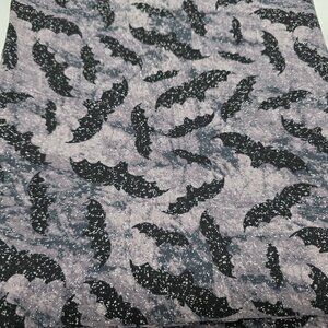 Quilting Craft Fabric Halloween Bat Glitter Black Gray Fat Quarter 18"x22"